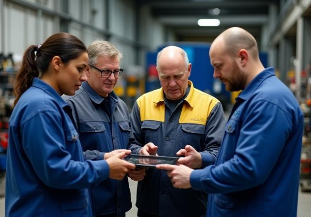 Portales repair team discussing a diagnostic plan for a trailer